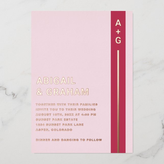 Aluminium Invitation de mariage simple moderne en papier d'a (Recto)
