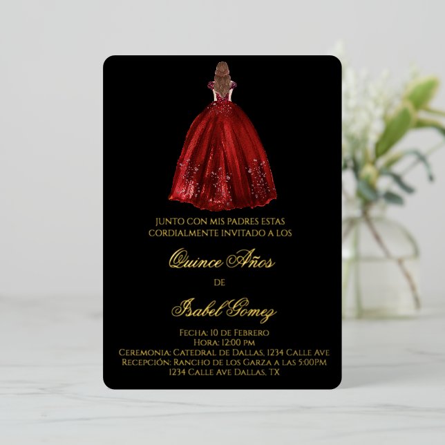 Aluminium Invitation de quinceañera en silhouette noire (Debout devant)