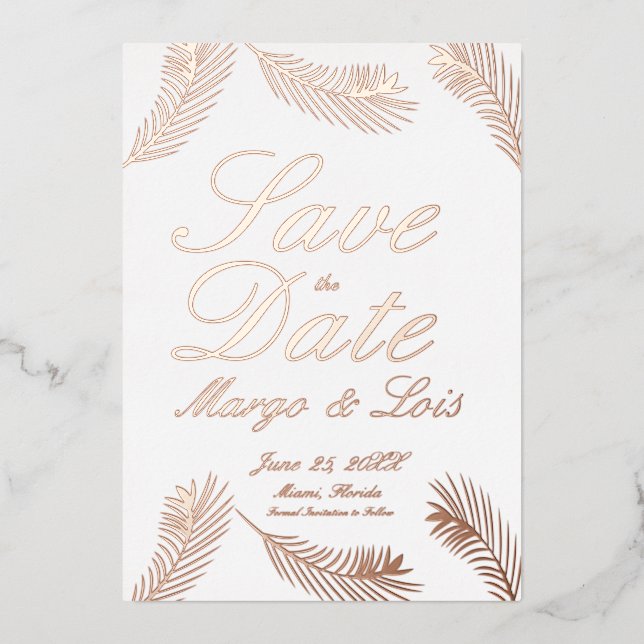 Aluminium Invitation de sauvegarde de date en feuille de pal (Recto)