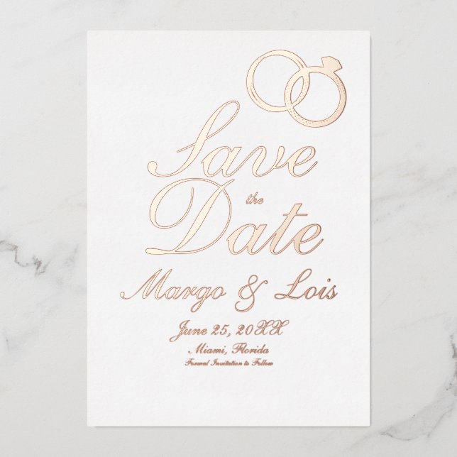Aluminium Invitation de sauvegarde de date en relief de feui (Recto)