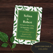 Invitation élégante avec feuilles en feuille d'or