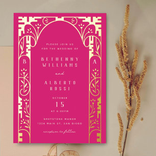 Aluminium Invitation élégante rose en feuille d'art nouveau