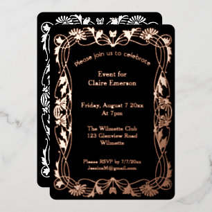 Aluminium Invitation en feuille d'aluminium avec cadre flora