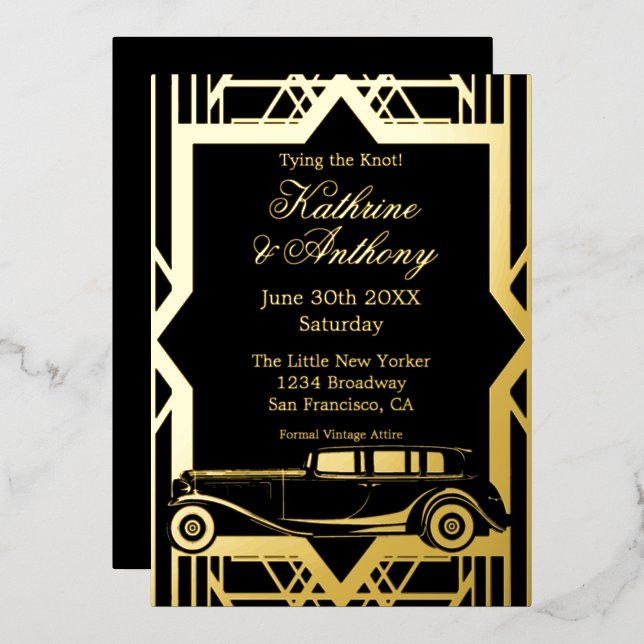Aluminium Invitation en feuille d'aluminium de style Gatsby  (Recto/Verso)