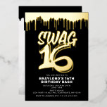 Aluminium Invitation en feuille d'aluminium pour 16 ans avec<br><div class="desc">Cette invitation en feuille d'aluminium pour 16 ans avec Drippin Swag est parfaite pour célébrer votre adolescent branché !</div>