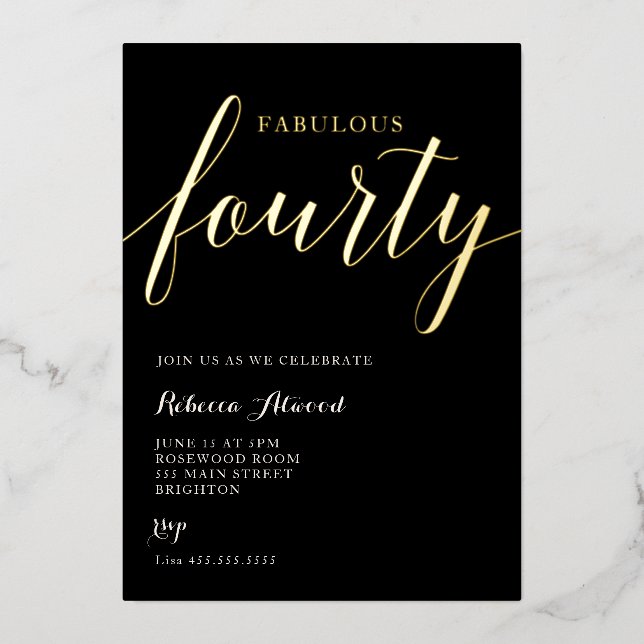 Aluminium Invitation en feuille d'aluminium pour 40 ans fabu (Recto)