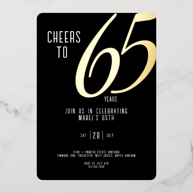 Aluminium Invitation en feuille d'aluminium pour 65e anniver (Recto)