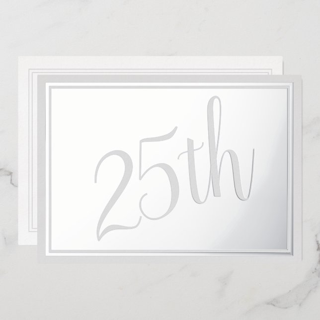 Aluminium Invitation en feuille d'aluminium pour les 25 ans  (Recto/Verso)