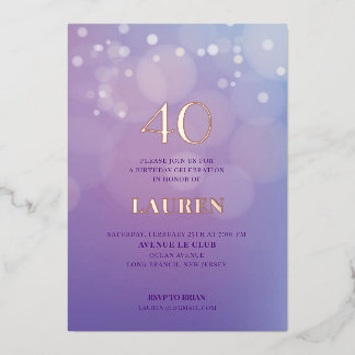 Aluminium Invitation en feuille de lilac pour 40 ans