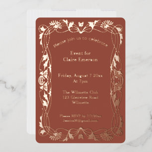 Aluminium Invitation en feuille d'or Art Nouveau Élégant V