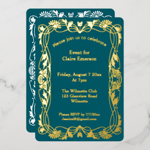 Aluminium Invitation en feuille d'or Art Nouveau Élégant V