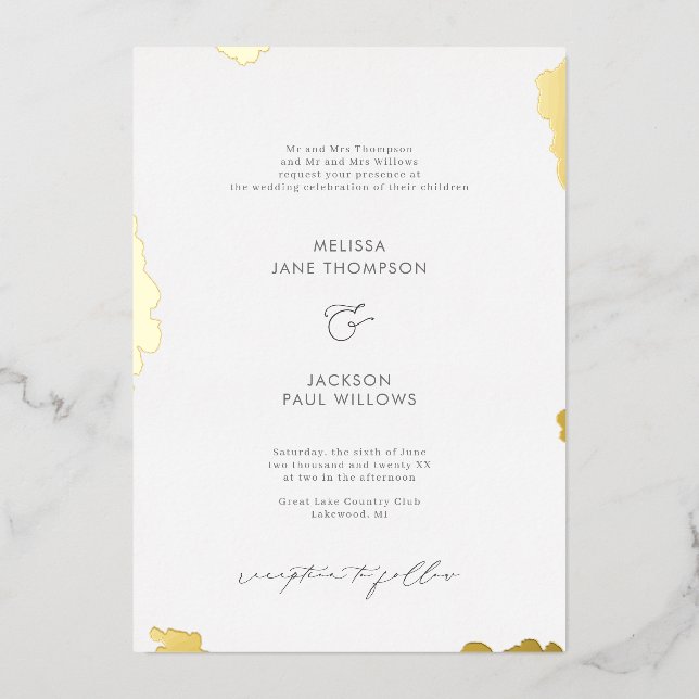 Aluminium Invitation en feuille d'or avec bords dorés design (Recto)