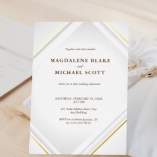 Aluminium Invitation en feuille d'or avec cadre à lignes min