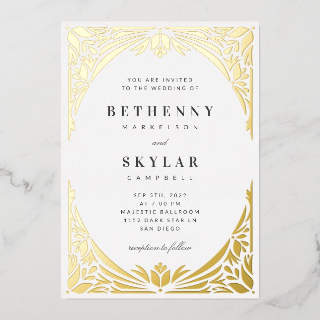 Aluminium Invitation en feuille d'or blanc de l'âge doré (Recto)