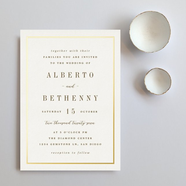 Aluminium Invitation en feuille d'or dorée (Créateur téléchargé)