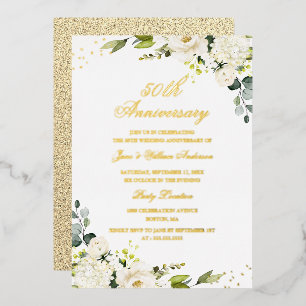 Aluminium Invitation en feuille d'or Fleur 50e anniversaire