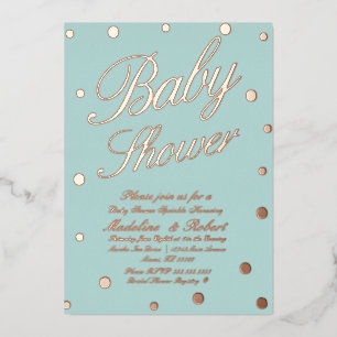 Aluminium Invitation en feuille d'or points dorés pour Baby 