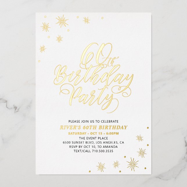 Aluminium Invitation en feuille d'or pour fête d'anniversair (Recto)