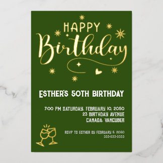 Aluminium Invitation en feuille d'or pour fête d'anniversair