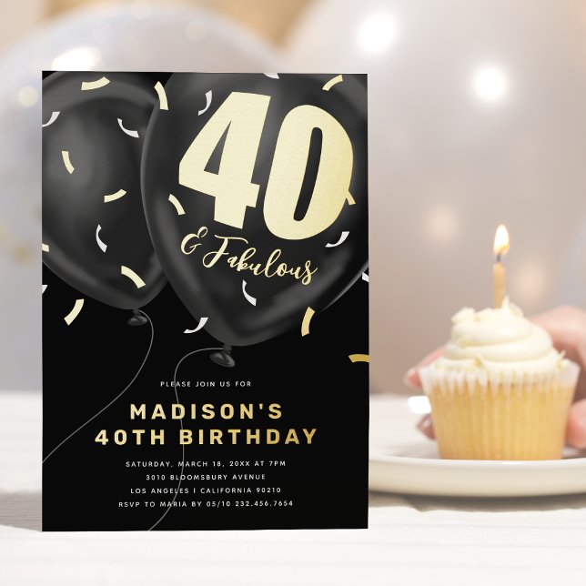 Aluminium Invitation en feuille d'or pour les 40 ans (Créateur téléchargé)