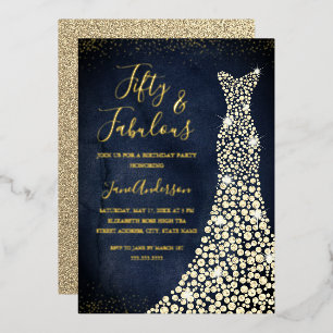 Aluminium Invitation en feuille d'or pour les 50 ans et une