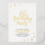 Aluminium Invitation en feuille d'or pour une fête d'anniver<br><div class="desc">Célébrez votre jour spécial avec cette invitation de fête d'anniversaire adulte élégante en feuille. Ce design présente un texte en feuille d'or chic "Fête d'anniversaire de 60 ans" avec des confettis scintillants. Plus de designs et de fournitures de fête sont disponibles dans ma boutique BaraBomDesign.</div>