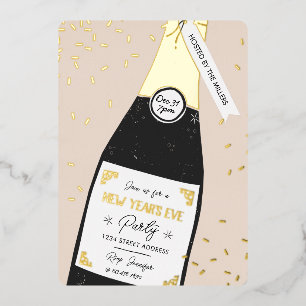 Aluminium Invitation en feuille d'or pour une soirée pétilla