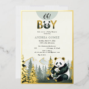 Aluminium Invitation en feuille métallisée Câlin de Panda