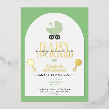 Invitation en feuille métallisée dorée pour Baby S
