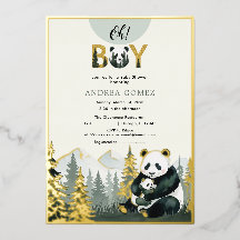Invitation en feuille métallisée Panda Hug