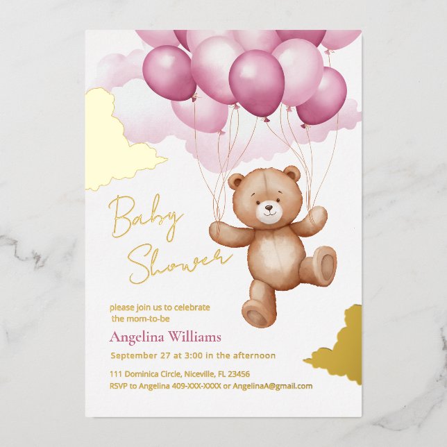 Aluminium Invitation en papier alu pour une baby shower (Recto)