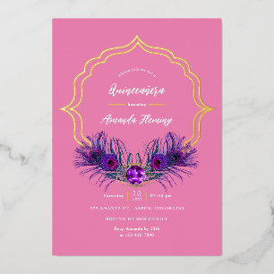 Aluminium Invitation en papier d'aluminium rose et or pour Q