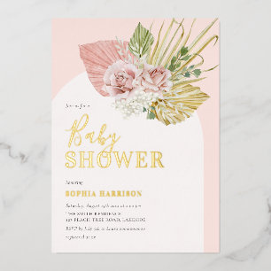 Aluminium Invitation en véritable feuille d'or rose Boho Flo