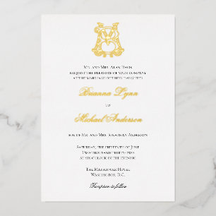 Aluminium Invitation monogramme MB ou BM en feuille métallis