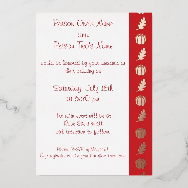 Aluminium Invitation Patch citrouille en feuille de cerisier (Recto)