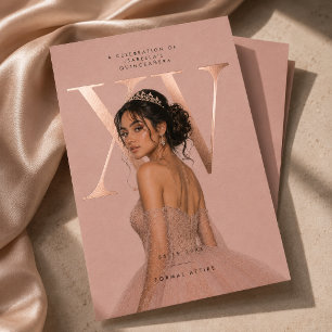 Aluminium Invitation photo pour Quinceañera XV en feuille d'