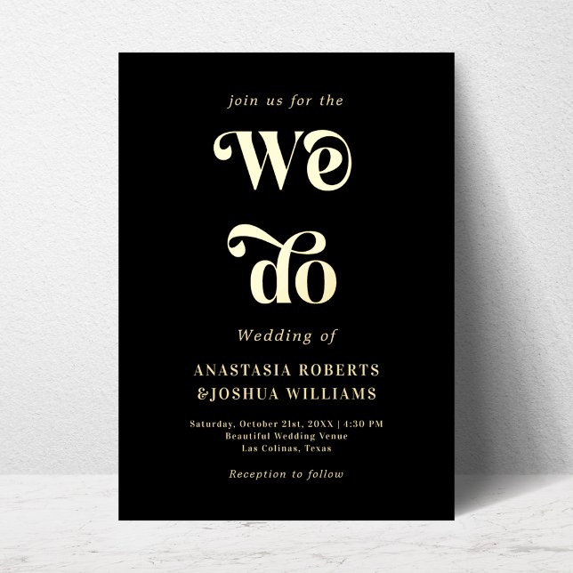 Aluminium Invitation rétro fantaisie en noir avec feuille d' (Créateur téléchargé)