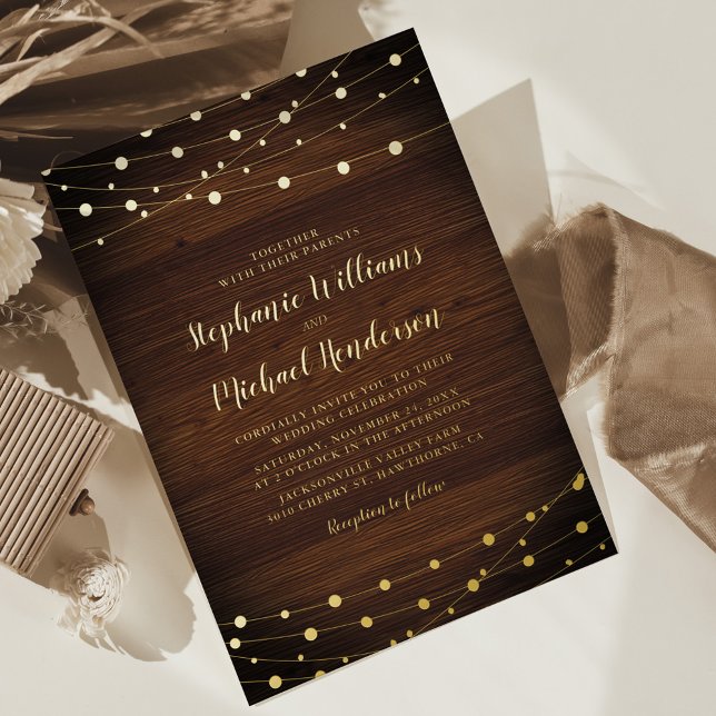 Aluminium Invitation rustique en or véritable avec motif de  (Créateur téléchargé)