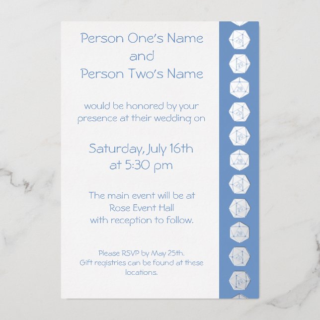 Aluminium Invitation Tabletop Chic en feuille de pervenche (Recto)