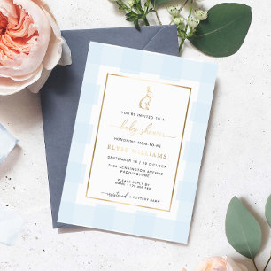 Aluminium Lapin lapin bleu En vichy Baby shower Invitation à