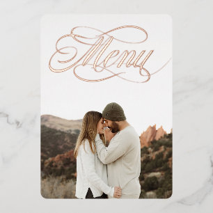 Aluminium Menu de devant avec photo et invitation en feuille