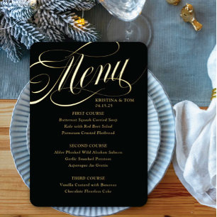 Aluminium Menu Très Fantaisie Invitation en Feuille Véritabl