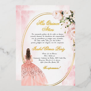 Aluminium Quinceanera invitation en espagnol