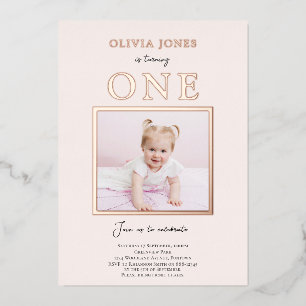 Aluminium Real Foil, Photo 1er Anniversaire invitation en ro