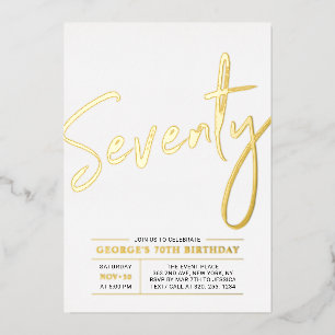 Aluminium Soixante-dix Invitation en feuille d'or pour une