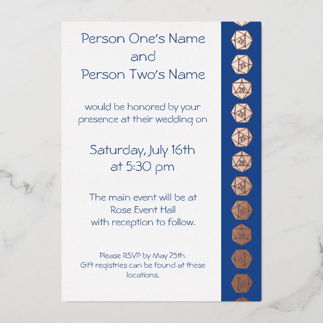 Aluminium Tabletop Chic en Invitation Bleu Feuille (Recto)