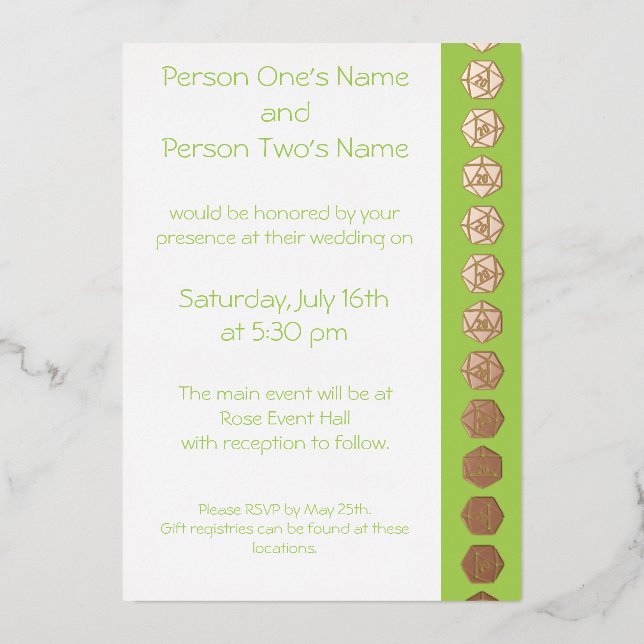 Aluminium Tabletop Chic en Peridot Foil Invitation (Recto)