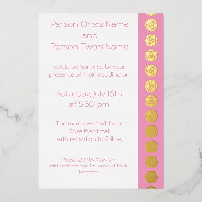 Aluminium Tabletop Chic en rose pétale métallisé Invitation (Recto)
