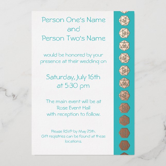 Aluminium Tabletop Chic en Turquoise Foil Invitation (Recto)