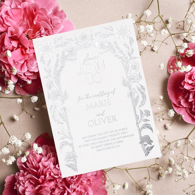 Aluminium Trellis floral | Invitation moderne en feuille mét (Créateur téléchargé)